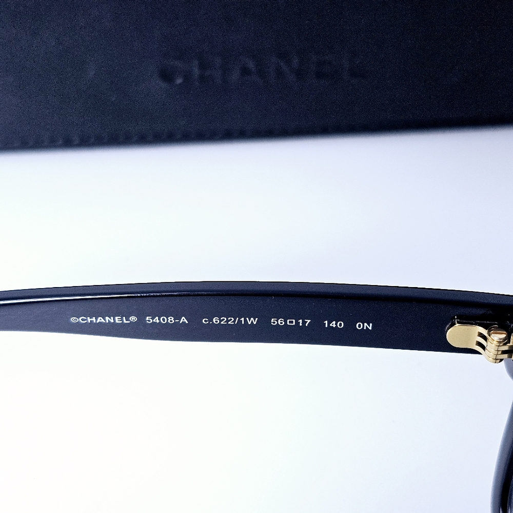 CHANEL Black Eyeglasses with Gold Logo - Picture 5 of 16